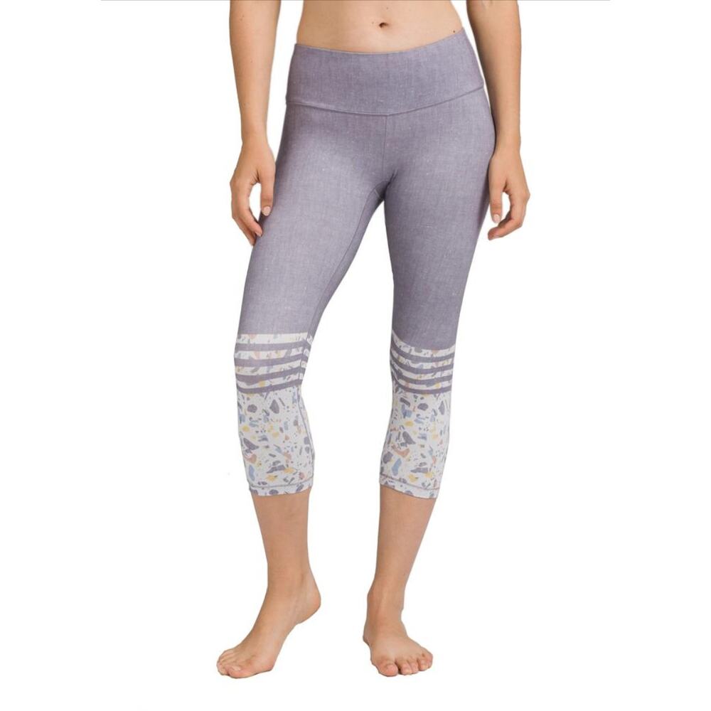 Prana Gray Pillar Printed Mid Rise Striped Capri Legging Size small